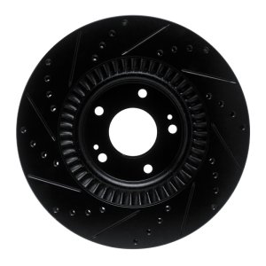 Hyundai Santa Fe XL Brake Rotor (1) - Front Right - R1 Concepts - Drilled & Slotted - Black - `13-`20